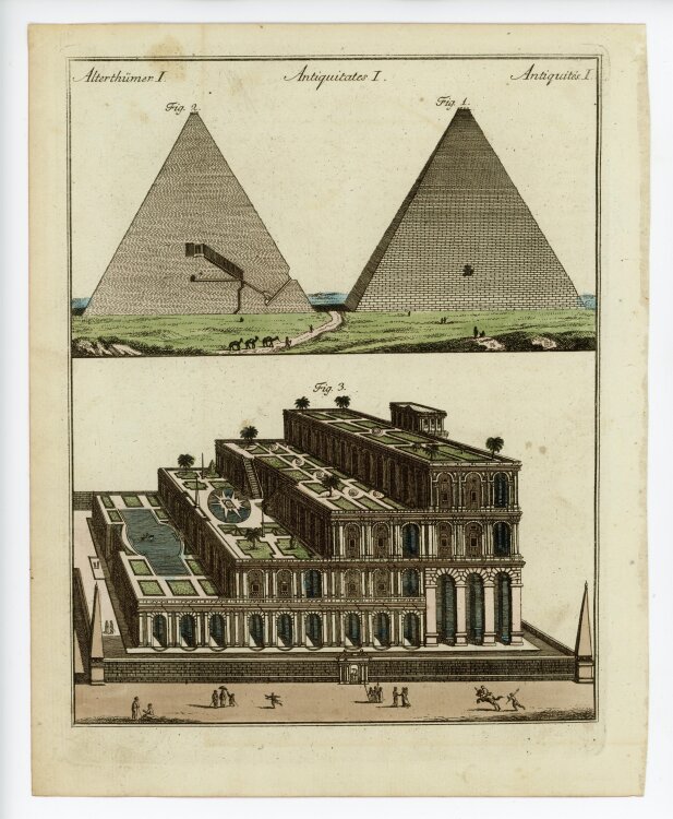 unbekannt - Pyramiden in Babylon - o.J. - kolorierter...