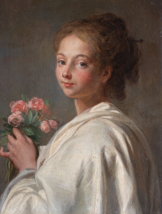 E. Eiche signiert - Porträt eines Mädchens - 1772 - Öl auf Tafel