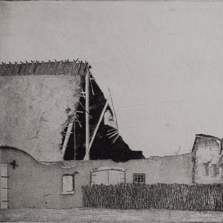 Rainer Gröschl - Bauernhaus in Unewatt - 1976 - Radierung