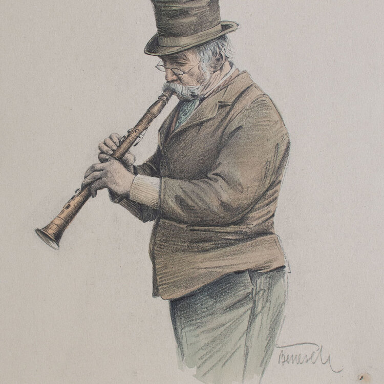 Benesch - unbekannter Klarinettist - o.J. - Bleistift, aquarelliert