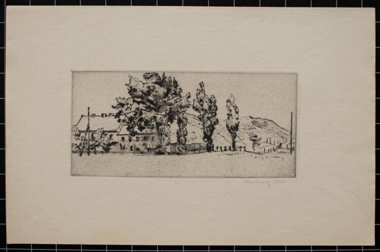 Karl Holtz - Hügelige Landschaft mit Pappelgruppe - 1921 - Radierung