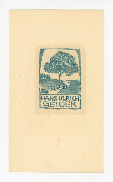 Hans Ulrich Geiger - Baum am Weg - o.J. - Farbholzschnitt