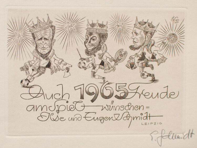 Eugen Schmidt - Neujahrsgrafik - 1964 - Radierung