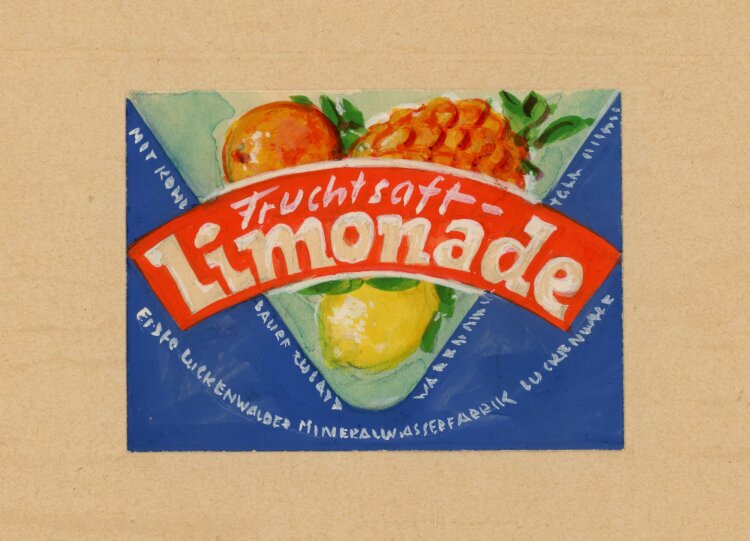 unbekannt - Fruchtsaft Limonade Etikett - o.J. - Gouache
