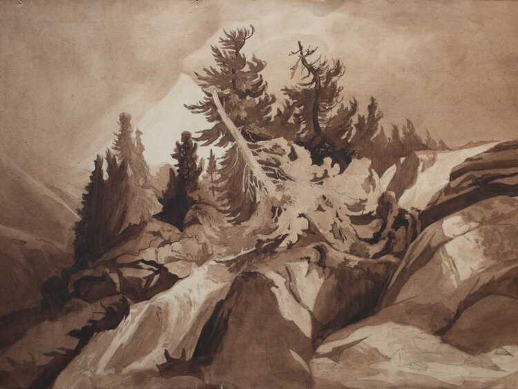 Nevina Radakovic - Berglandschaft mit umgefallenem Baum -...