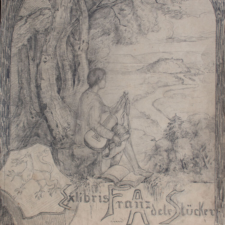 Nevina Radakovic - Entwurf ExLibris Franz und Adele Stücker - o.J. - Bleistift