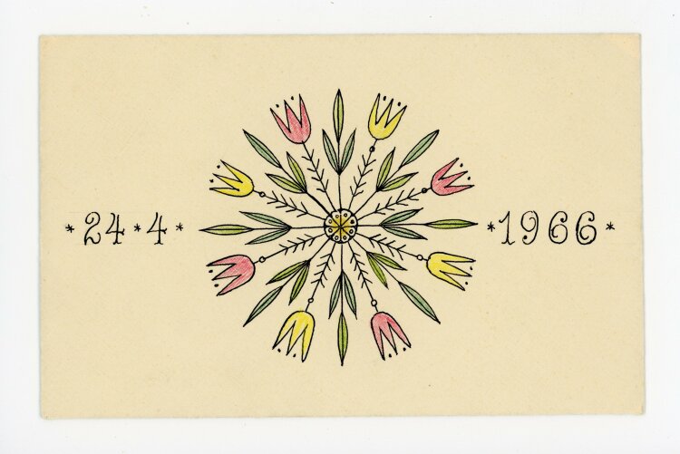 Uli Huber - Briefumschlag mit Ornament - 1966 - Mischtechnik