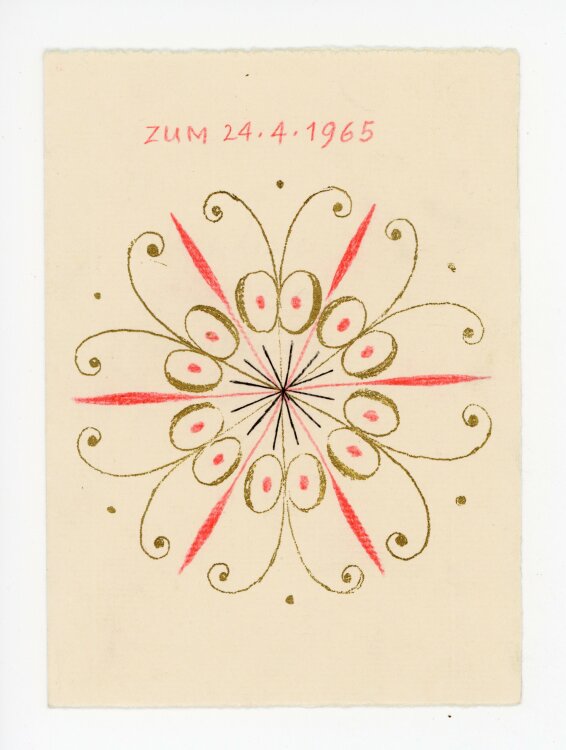 Uli Huber - Geburtstagskarte mit Mandala - 1965 - Mischtechnik
