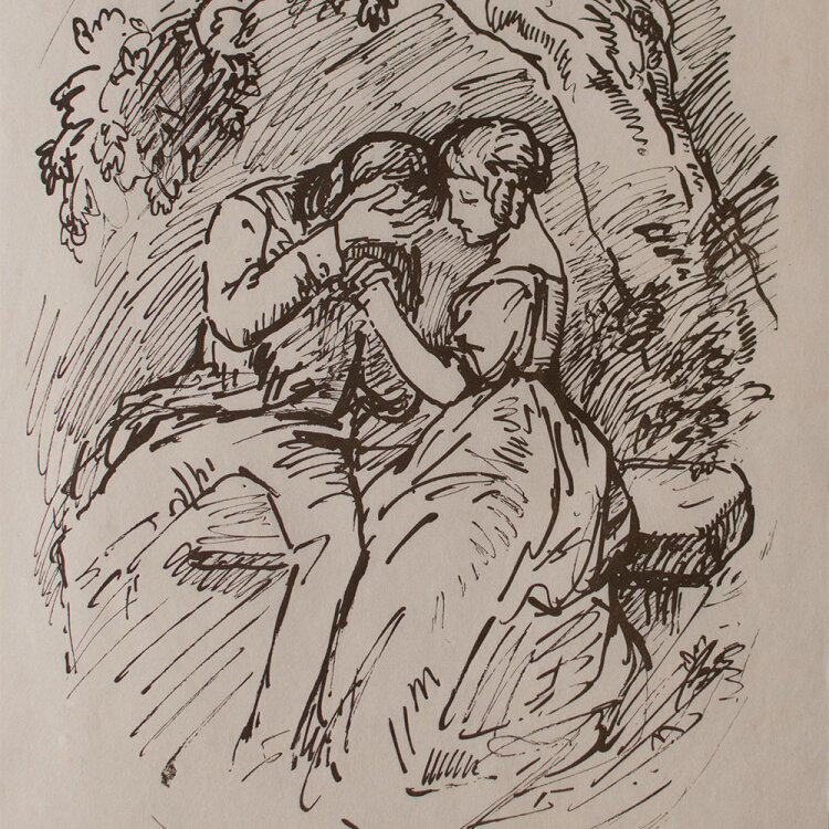 Bernard Naudin - Trauriges Paar auf einer Bank - Programm Konzert Paul und Denise Poiret 18. Februar 1911 - 1911 - Lichtdruck