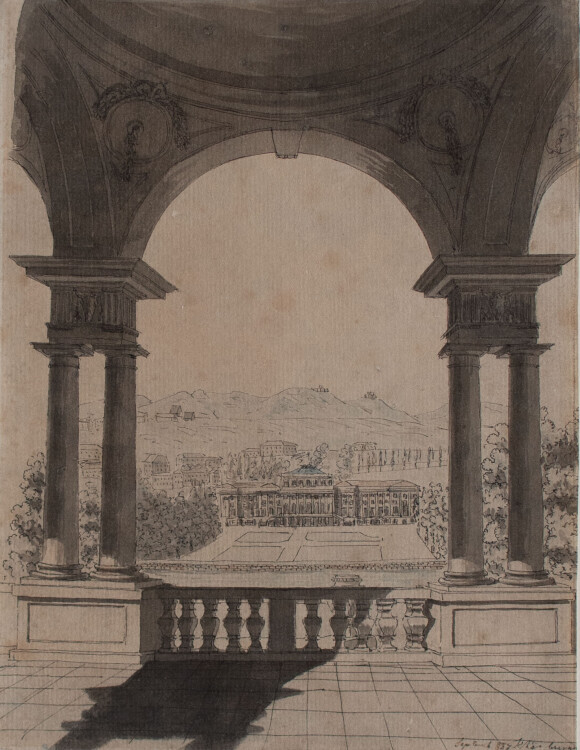 Unbekannt - Schlossanlage Schönbrunn - 1837(?) - Tusche / Aquarell