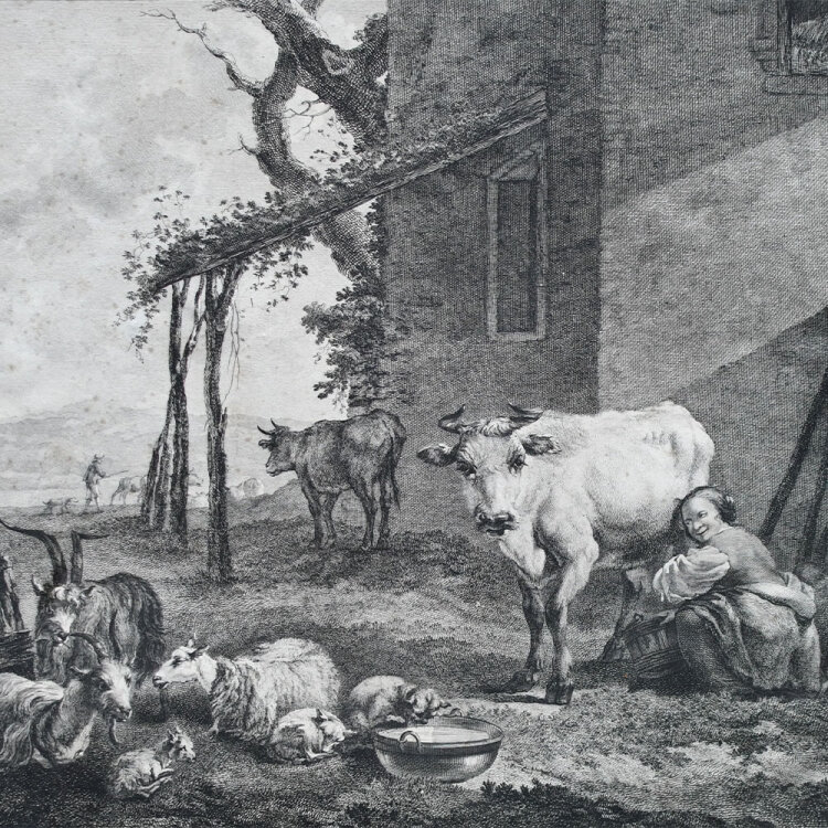 Pierre Francois Laurent nach Nicolaes Berchem - LOccupation de la Bergère - ca. 1773 - Stahlstisch