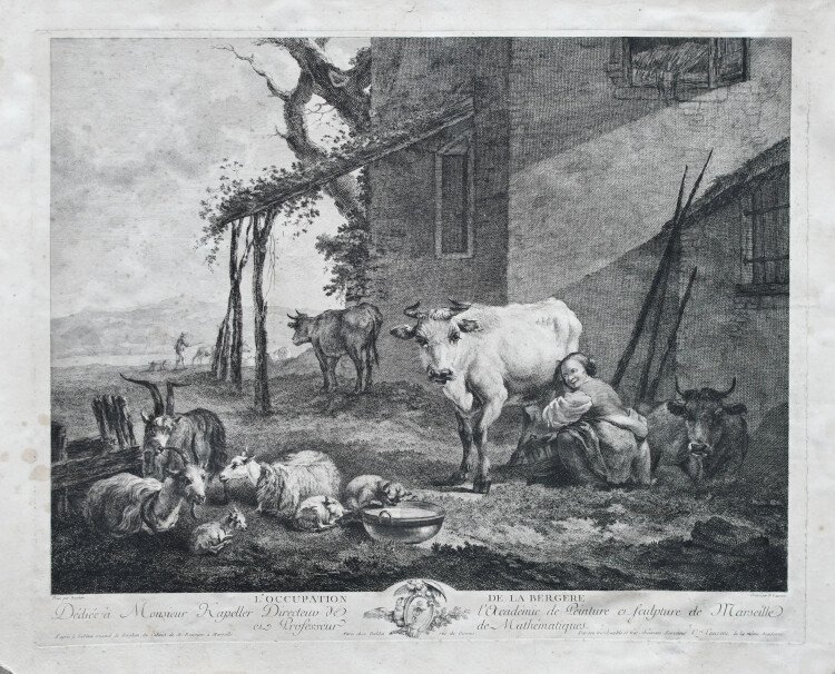 Pierre Francois Laurent nach Nicolaes Berchem - LOccupation de la Bergère - ca. 1773 - Stahlstisch