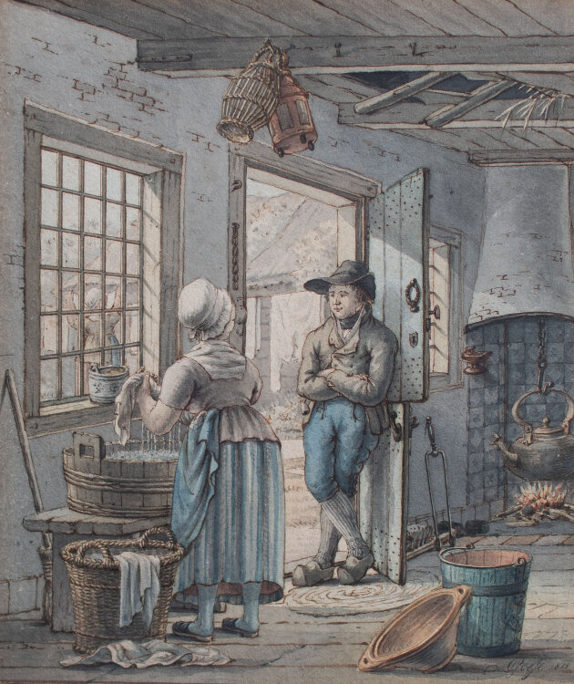 Pieter de Goeje - Paar im Gespräch - 1813 - Aquarell