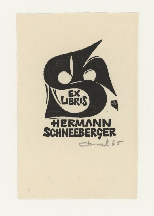 Zbigniew Dolatowski - Ex Libris Hermann Schneeberger - 1965 - Holzschnitt