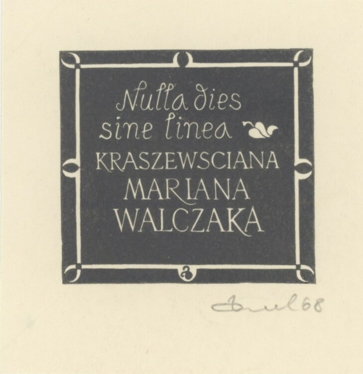 Zbigniew Dolatowski - Ex Libris Krasewsciana Mariana Walczaka - 1968 - Holzschnitt