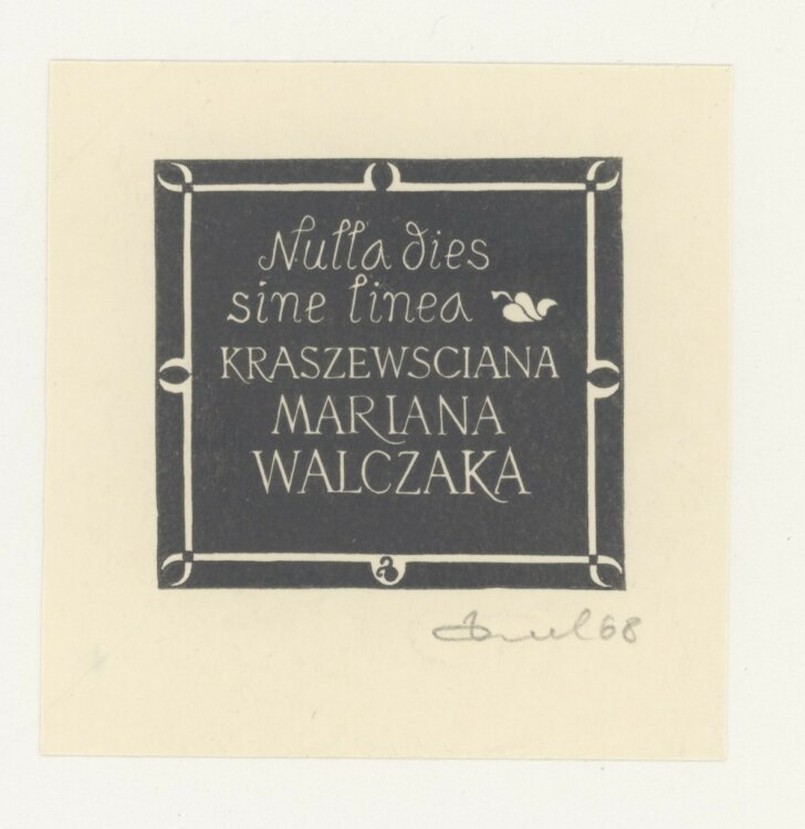 Zbigniew Dolatowski - Ex Libris Krasewsciana Mariana Walczaka - 1968 - Holzschnitt