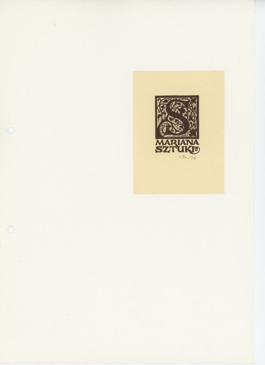 Zbigniew Dolatowski - Ex Libris Mariana Sztuki - 1976 - Holzschnitt