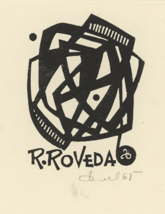 Zbigniew Dolatowski - Ex Libris R Roveda - 1965 - Holzschnitt