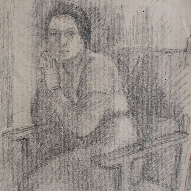 Hans Gött - Sitzendes Mädchen - 1928 - Bleistift