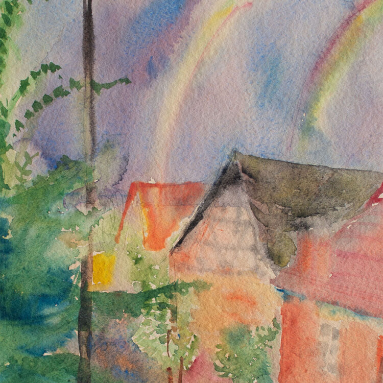 Maria von Eichel - Häuser mit Regenbogen - o.J. - Aquarell