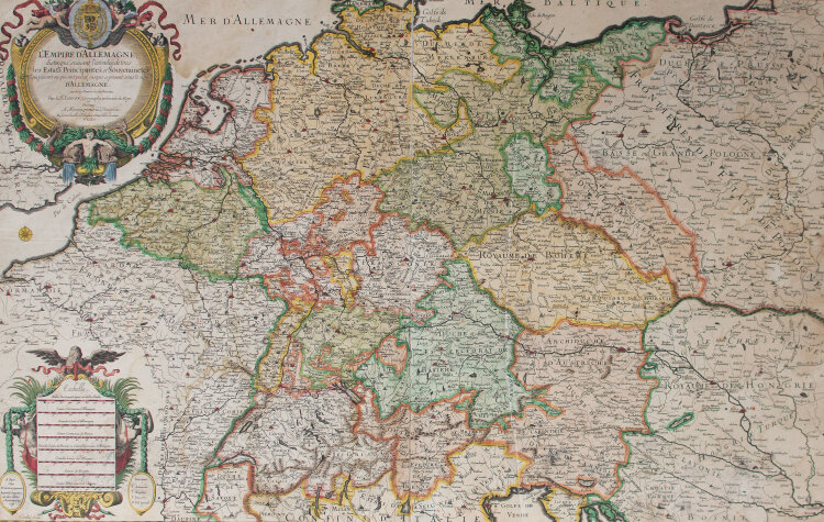 Nicolas Sanson / Alexis-Hubert Jaillot - Empire dAllemagne - Das Deutsche Reich - 1678 - kolorierter Kupferstich