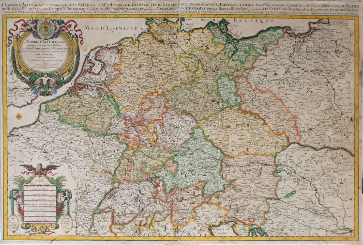 Nicolas Sanson / Alexis-Hubert Jaillot - Empire dAllemagne - Das Deutsche Reich - 1678 - kolorierter Kupferstich