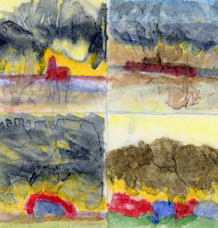 unbekannt - Vier abstrakte Landschaftsdarstellungen - o.J. - Aquarell