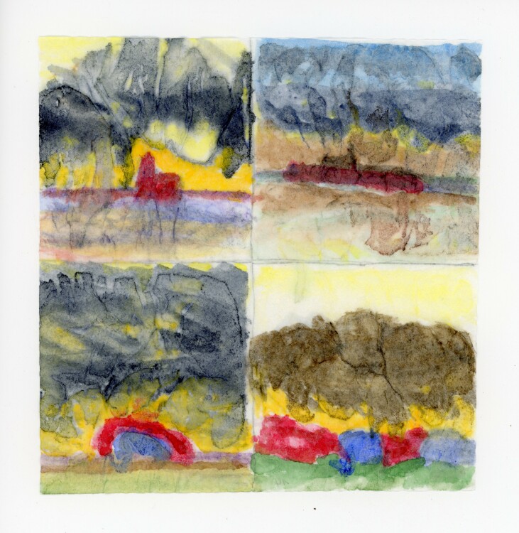 unbekannt - Vier abstrakte Landschaftsdarstellungen - o.J. - Aquarell