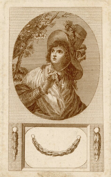 unbekannt - Portrait einer Frau mit Hut - o.J. - Kupferstich