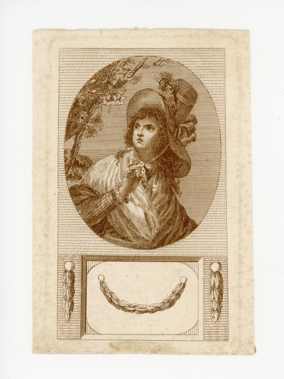 unbekannt - Portrait einer Frau mit Hut - o.J. - Kupferstich