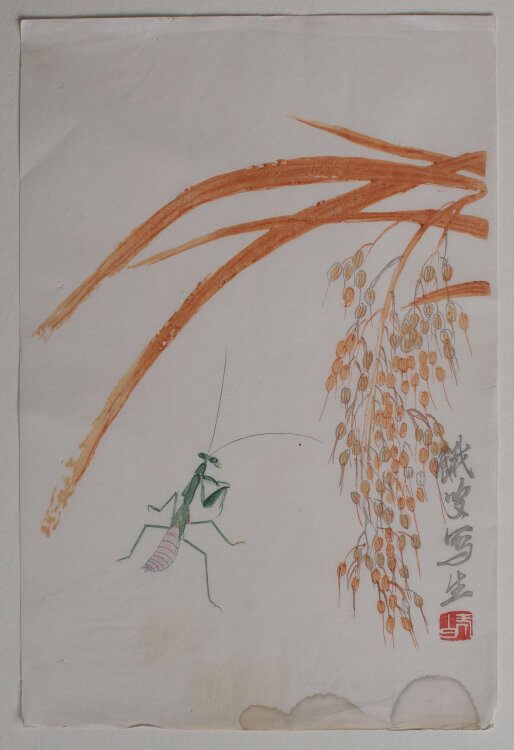 Qi Baishi - Gottesanbeterin - o.J. - Farbholzschnitt