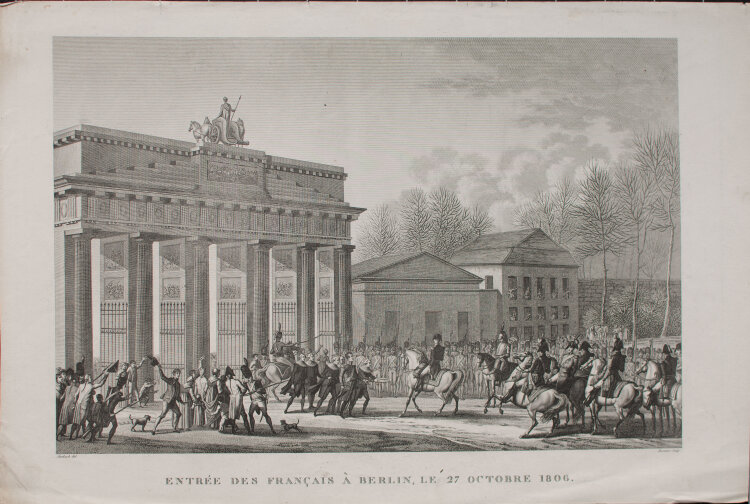 Edme Bovinet nach Jacques Swebach-Desfontaines - Entrée des Francais a Berlin, le 27 Octobre 1806. - 1806 - Kupferstich