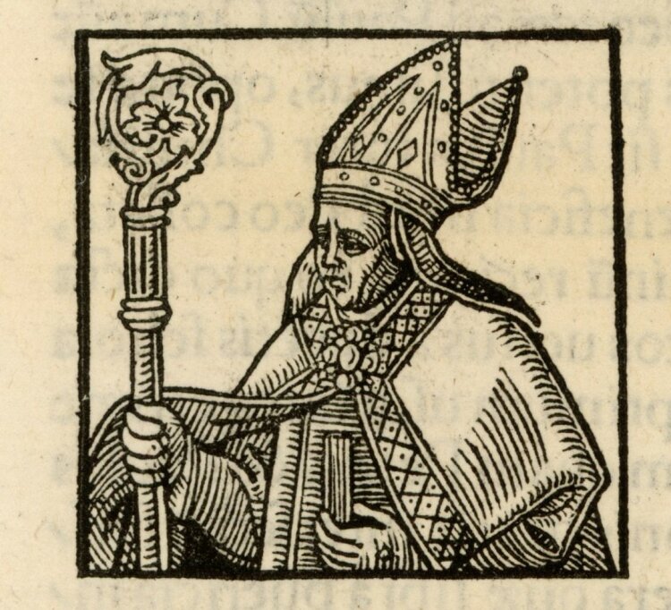 unbekannt - Bischof mit Hirtenstab - o.J. - Holzschnitt