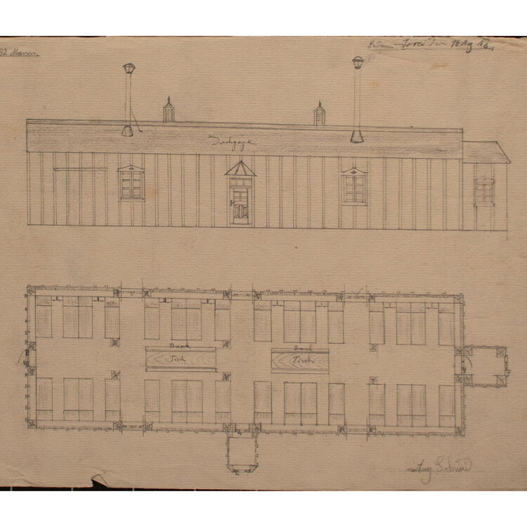 August Schmid - Architekturzeichnung - 1918 - Bleistift