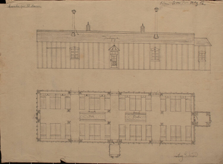 August Schmid - Architekturzeichnung - 1918 - Bleistift