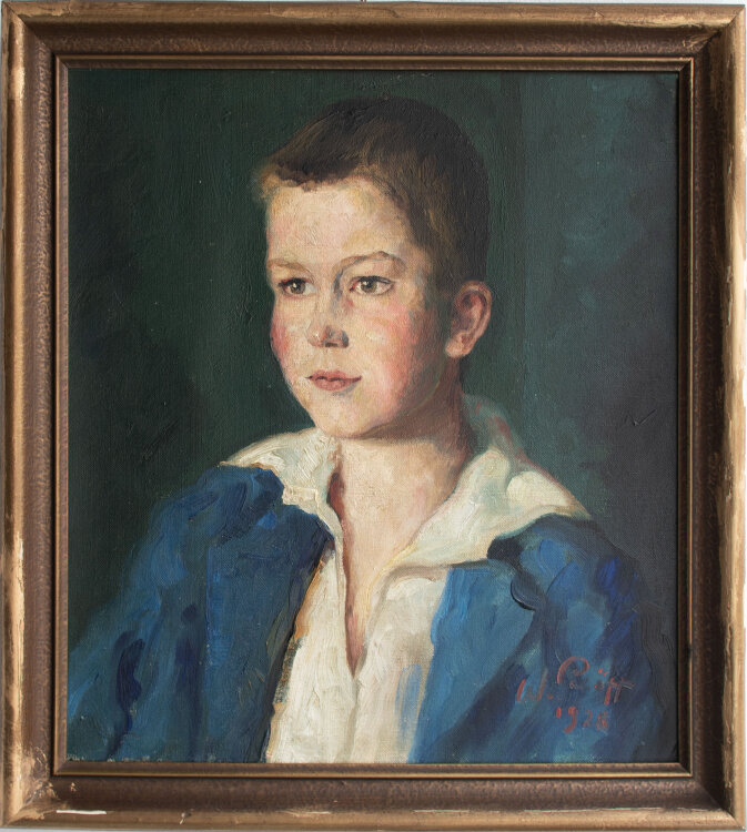 William Schöpp - Kinderporträt (Knabe) - 1928 - Öl auf Leinwand
