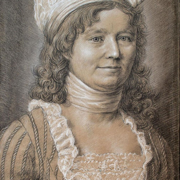 unbekant - Frauenporträt mit Kopftuch - o.J. - Kohle