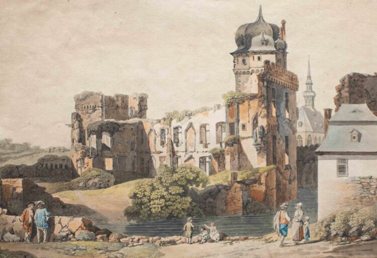 Johann Ziegler - Andernach, Burgruine - o.J. - Radierung coloriert