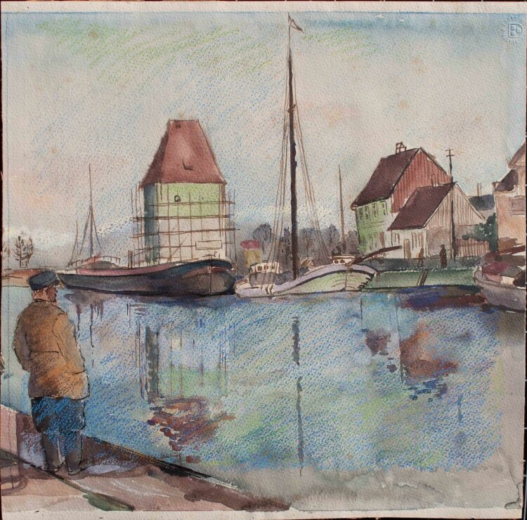 Gerhard Schulte-Dahling - Am Hafen von Ückermünde - o.J. - Aquarell