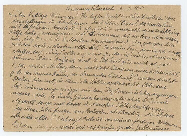 Ernst Eitner - Brief - 03.01.1945/ 05.01.1944 (versehentlich falsch datiert?)