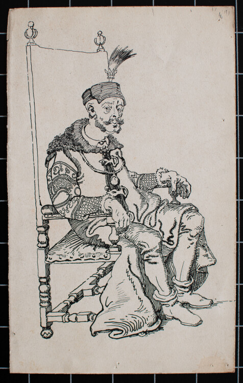 Józef Teofil Smoliński - Männerbildnis in Tracht - o.J. - Tusche, Bleistift