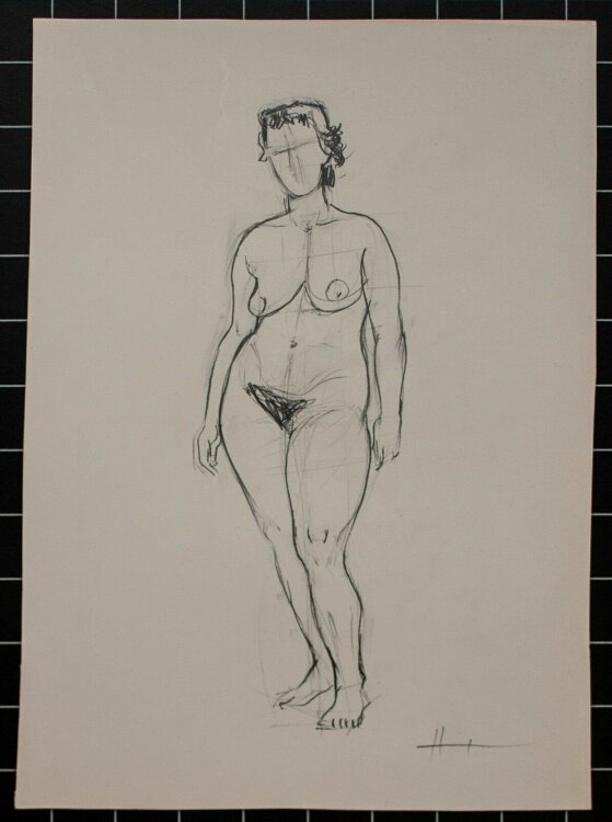 O. Hartmann - Weiblicher stehender Akt - o.J. - Zeichnung