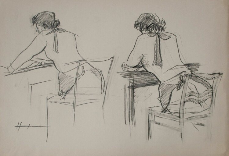 O. Hartmann - Frau am Tisch - o.J. - Zeichnung
