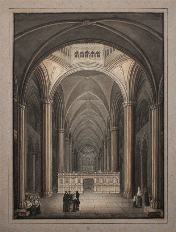 Schleicher - Chor der Kathedrale von Barcelona - 1835 - Gouache