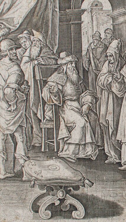 Philipp Galle - Die Pharisäer versammeln sich vor Pilatus - 1585 - Kupferstich