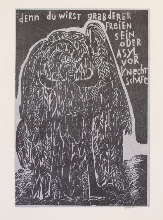 HAP Grieshaber - Epitaph für Allende - 1973 - Holzschnitt in Schwarz und Silber auf Japanbütten