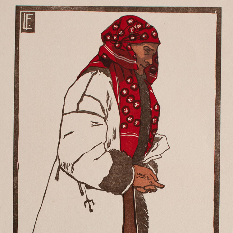 Leonhard Fanto - Slovakische Bäuerin - 1911 - Farbholzschnitt