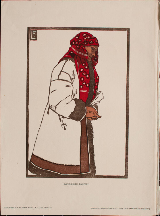 Leonhard Fanto - Slovakische Bäuerin - 1911 - Farbholzschnitt