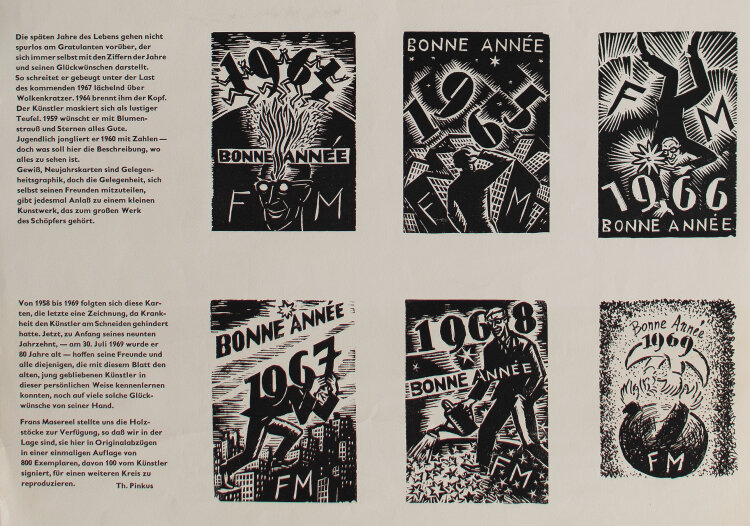 Frans Masareel - Bonne Année. Neujahrskarten - o.J. - Druckgrafik auf Papier