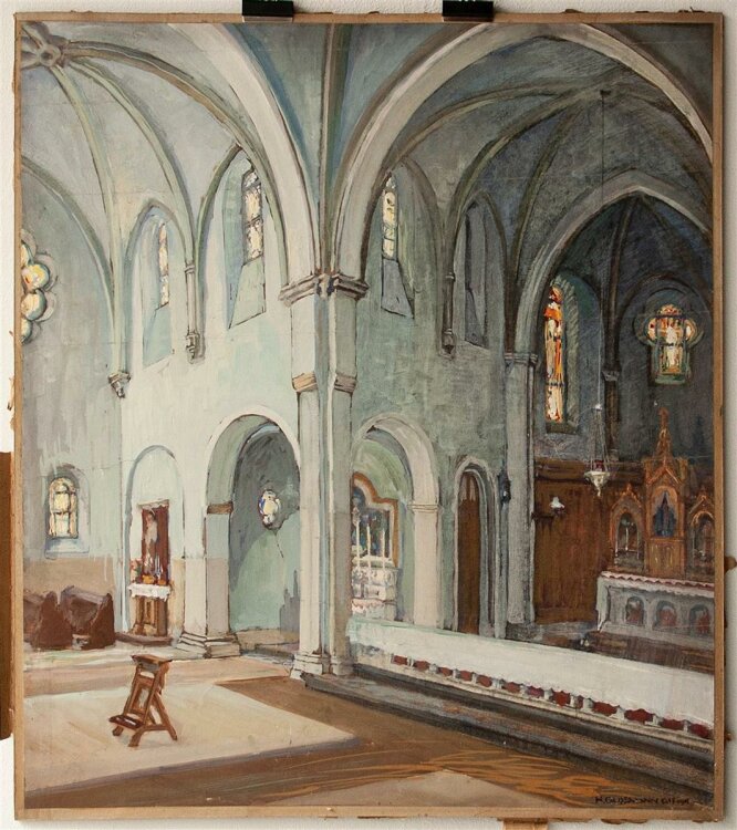 H. Gussmann - Kirche in Bettrath - Gouache auf Papier - 1914